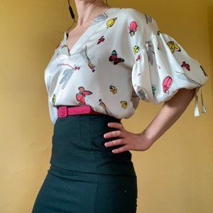Zara Bubble Sleeved Insect Blouse
